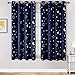 WUBODTI Boys Curtains Navy Blue 100% Blackout Star Curtains Cute Space Themed Thermal Insulated Room Darkening Blackout Short Drapes for Kids Room Nursery Boys Bedroom(W52 x L63, 2 Panels)