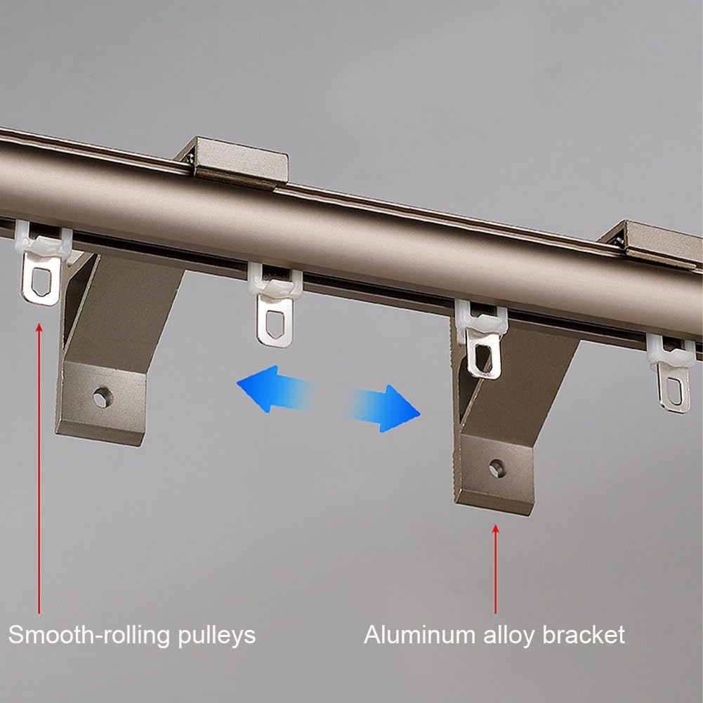 Tringle à Rideaux avec Embouts Ronds, Tringle à Rideau avec Supports, Rail De Rideau Pour Bureau, les salons, les espaces(Blanc,1.90 m (6.2 ft))