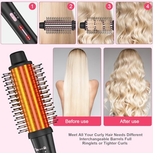 Image of 5 in 1 Curling Wand Set with Thermal Brush & Ceramic Barrels (0.35 inch-1.25 inch), Instant Heat Up, Dual Voltage Hair Curler, Perfect for Long Short Hair, and All Hair Types, Gift for Women