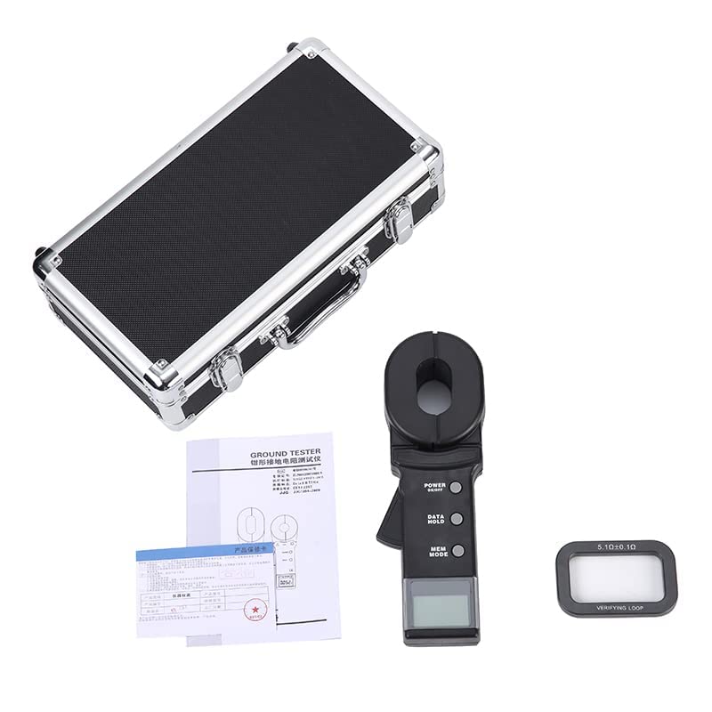 Earth Resistance Tester Meter Ground Insulation Resistance Measuring Instrument with Measuring Resistance Range 0.010Ω to 1000Ω Data Memory 99 Groups
