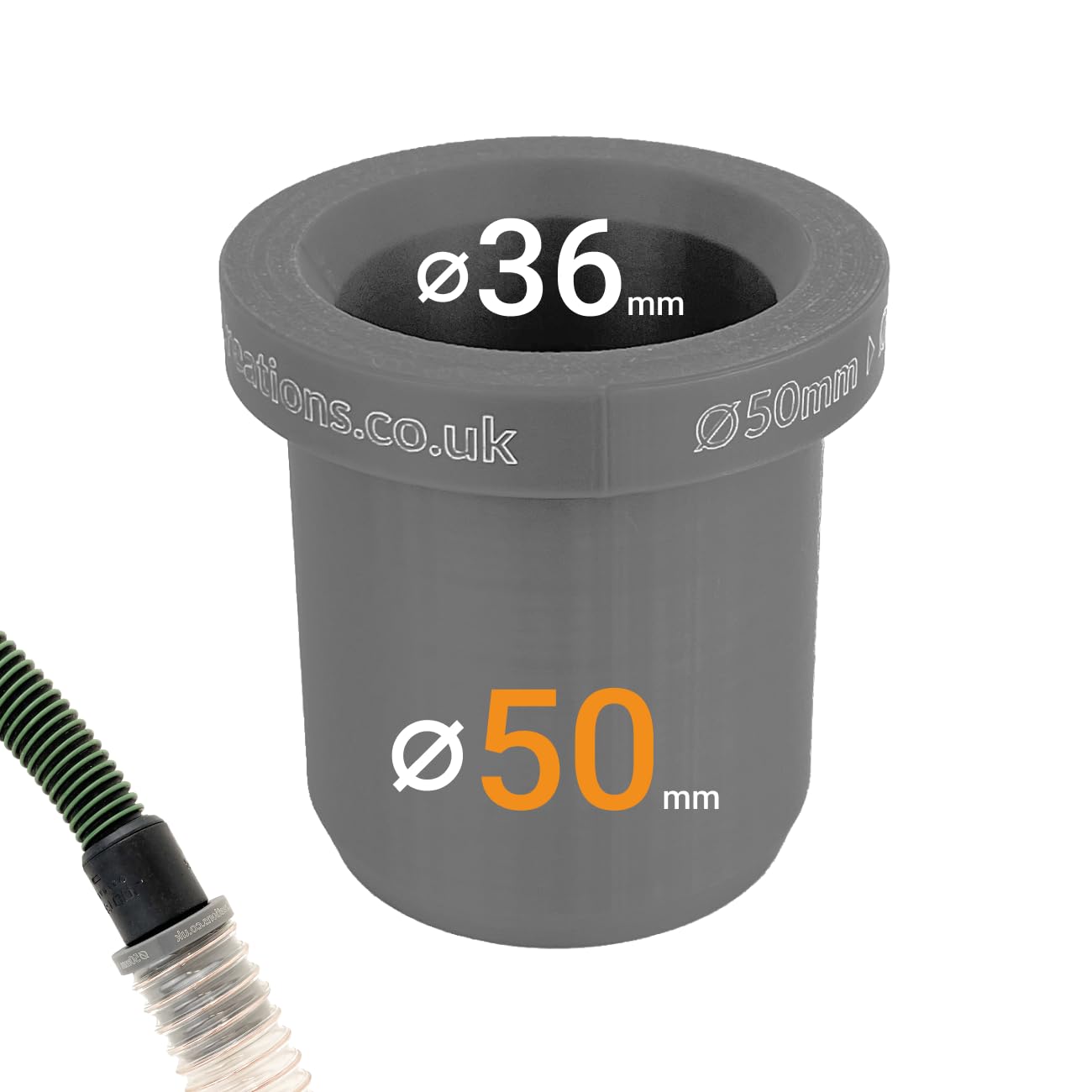 Dust Extractor Hose Reducer β 50mm to 36mm ID/OD | Connector for Workshop & Power Tools