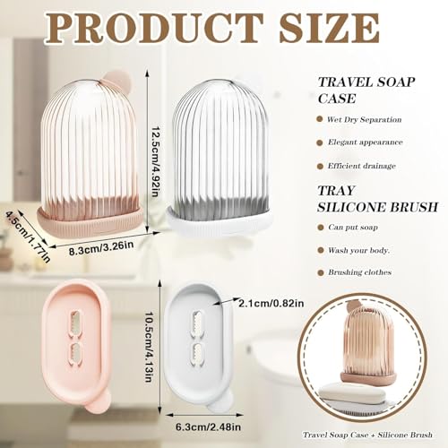 Image of Anshri Pack of 2 Travel Soap Holder Portable Soap Dish for Home Compact and Durable Plastic Travel Soap Box - Soap Case Ideal for Travel Accessories With Brush