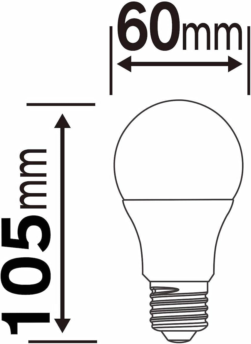 Diagram showing bulb dimensions: 60mm diameter and 105mm height