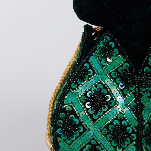 Image of THE TAN CLAN Pushp Zardozi Embroidered Mini Lotus Potli Bag - Handcrafted Silk Pouch with Intricate Zardozi & Lotus Design for Weddings, Bridal Accessories, and Special Occasions