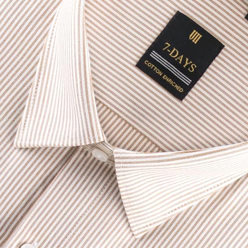 Image of 7-DAYS Men's Premium Striped Formal Shirt - Cotton Rich, Regular Fit, Full Sleeve, with Pocket, Wrinkle Resistant - Stylish Office & Everyday Wear.