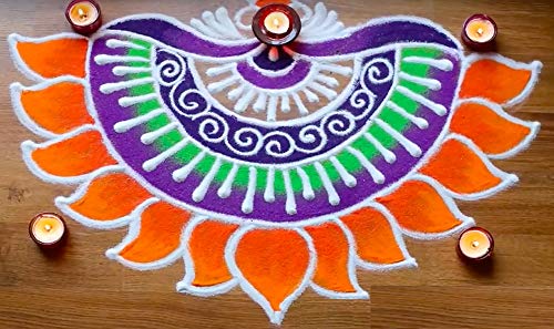Image of Ascension Design Creativity Diwali Floor Rangoli Art Ceramic Colours 12 Tubes Diwali Rangoli Color Powder for Navratri Pongal Pooja Mandir Onam Marriage Decoration