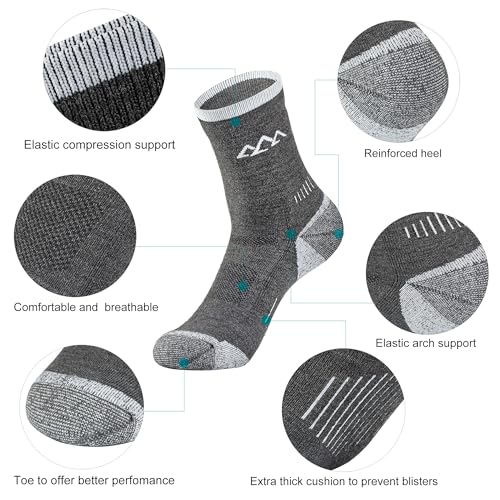 innotree Pacote com 3 meias masculinas de lã de merino, meias de caminhada totalmente acolchoadas pa