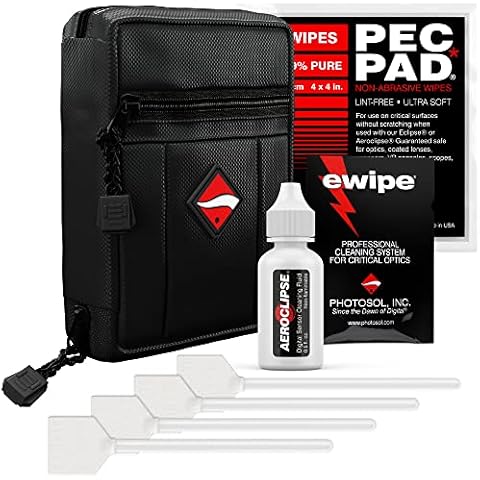 Photographic Solutions Digital Survival Kit - Type-3 (24mm) Sensor Swabs, PEC-PAD Photo Wipes, E-Wipe Packet, Aeroclipse Optic Cleaner Non-Flamable Solution - Camera Cleaning Kit with Travel Bag Cover