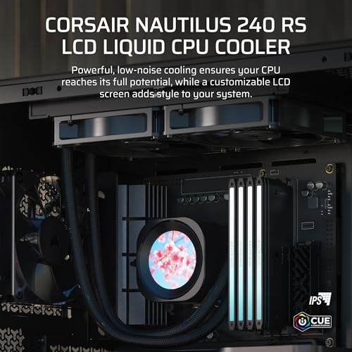 Image of CORSAIR NAUTILUS 240 RS LCD Liquid CPU Cooler - 2.1 inch IPS LCD Screen - RS120 Fans - 240 /360mm Radiator - Fits Intel LGA 1851 /1700, AMD AM5 /AM4 - Simple Daisy-Chain Connections