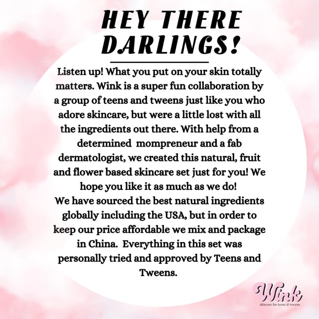 Wink Skin Care Kit for Teens | Plant-Based Facial Kit for Girls & Tweens, 4-Piece Set with Milk Cleanser, Rose Petal Toner, Face Fruit Serum & SPF Moisturizer, Mom-Approved Essential Kit for Young - Image 7