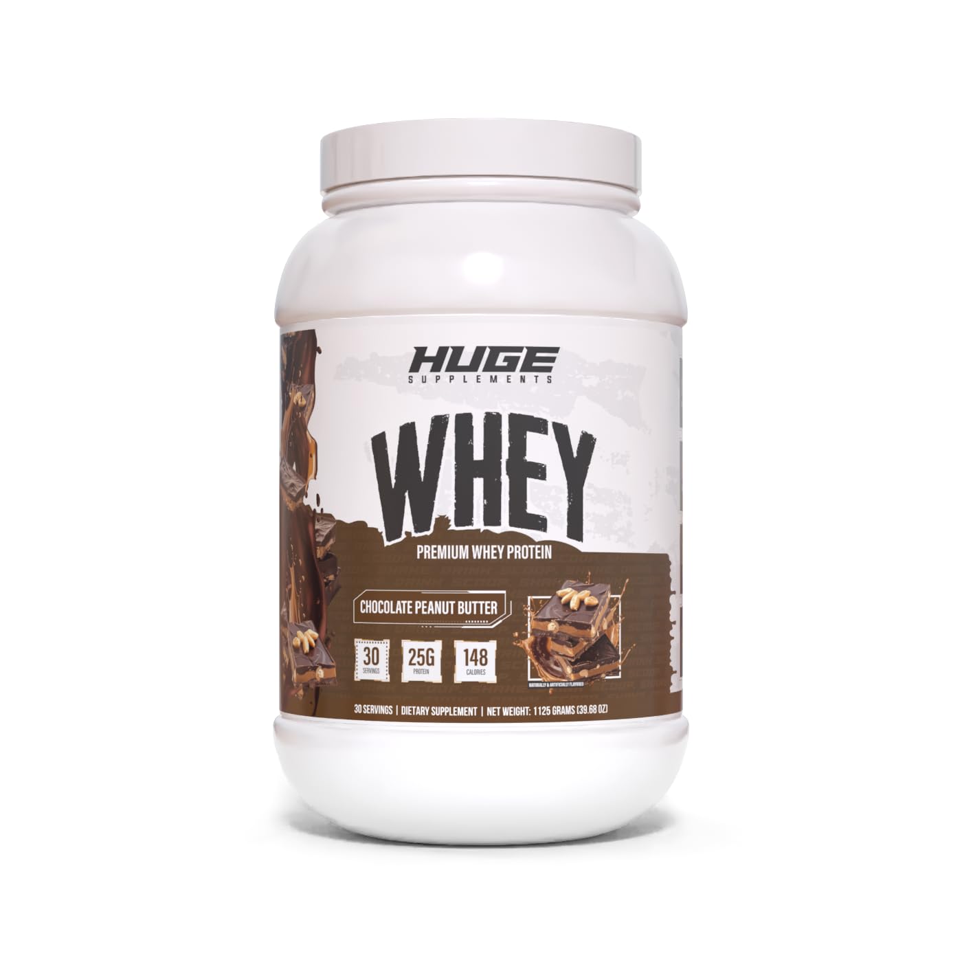 Huge Whey, Protein Powder for Muscle Gain, 25g Protein, 12g EAAs, Supports Muscle Growth, Performance & Recovery (Chocolate Peanut Butter, 30 Servings)