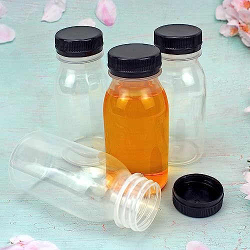 YankMooM 10 pack Plastic Juice Bottles, Heat Resistant Clear Milk Bottles Reusable Empty Plastic Bottles with Lids for Hot Milk Juice Water and Other Beverages (200ml)