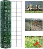 uyoyous 1Mx30M Green Wire Mesh Fencing Roll Multipurpose PVC Coated Galvanised Wire Garden Poultry Netting Mesh Hole Spacing 6cm x 6cm for Outdoor Vegetables Garden Fruits Plants Animals
