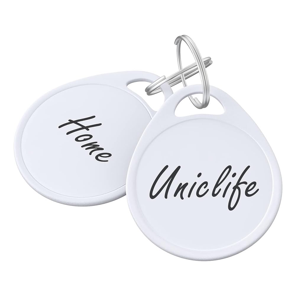 Wisyurt Blank Paper Label Stickers and Split Rings Included- Sturdy Round White 1.5 Inch Tough Plastic Key Tags Item Identifiers 100PCS
