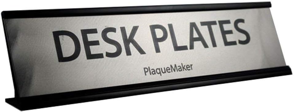 Custom Metal Name Plate with Desk Holder (Titanium, 8 x 2)