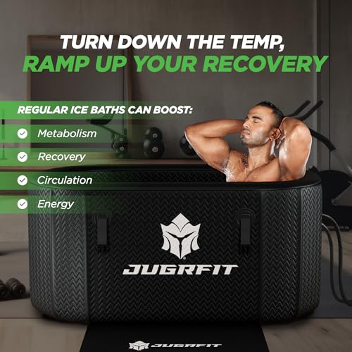 Cold Plunge Tub with Water Chiller – 53”L×32"W, 121 Gal Inflatable, Portable Ice Bath Tub for Outdoor or Indoor Use – 37℉ Chiller, Pump, & Filter – Boost Athletic Recovery, Mood, & Energy with JUGRFIT