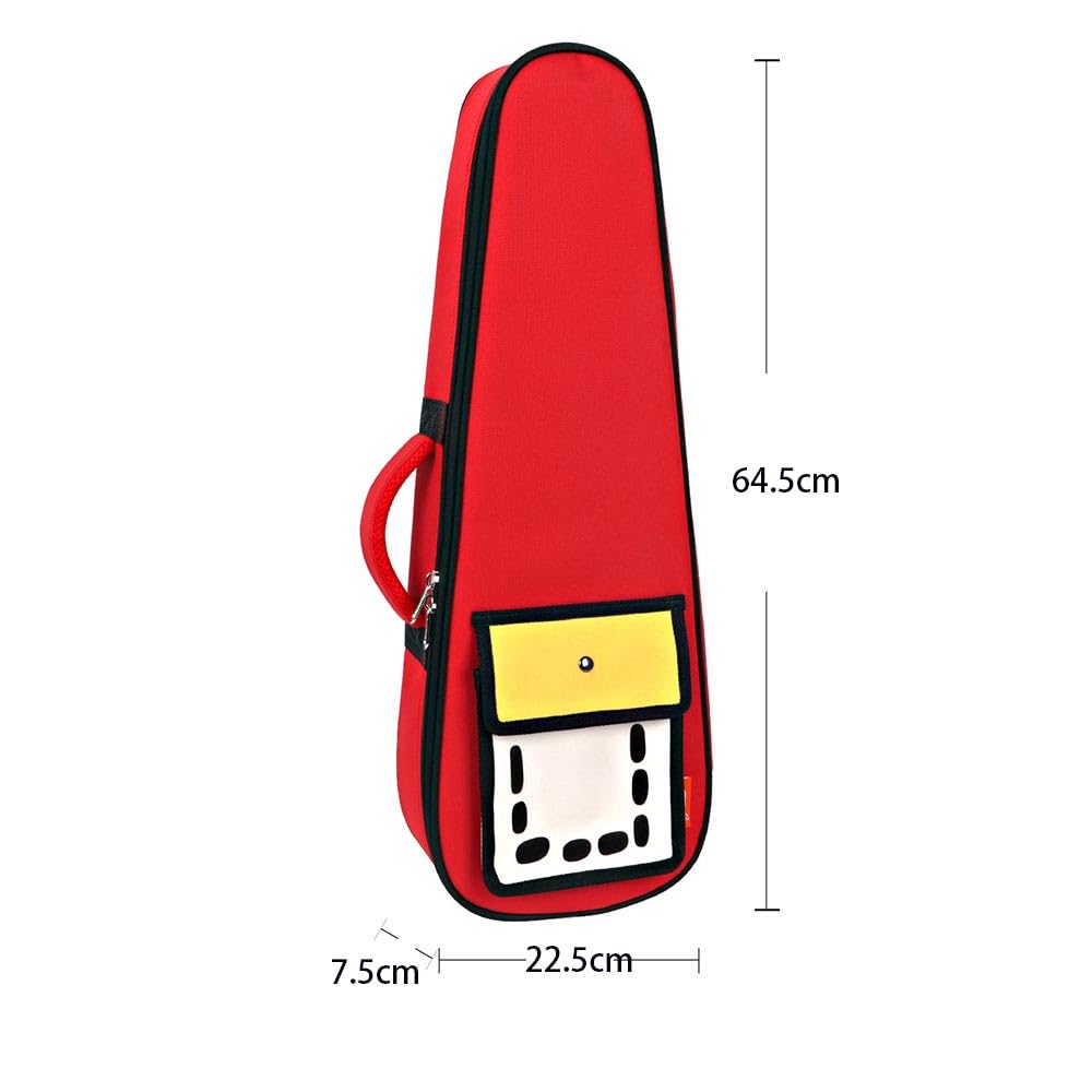 Sac à dos pour ukulélé 12 mm d'épaisseur en tissu Oxford rembourré pour ukulélé de concert 23/24 pouces Sac de concert pour guitare à 4 cordes (rouge)