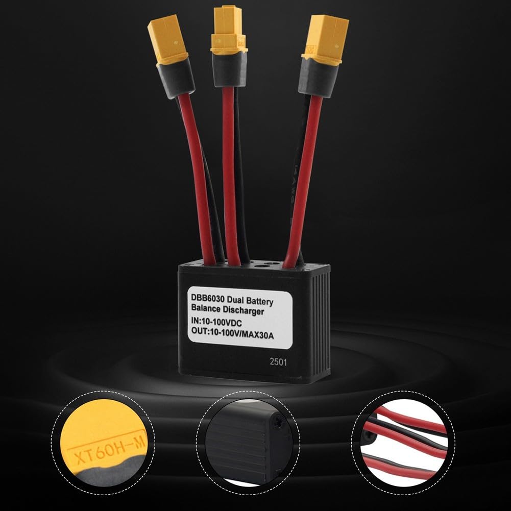 Besttoolifes Ebike - Modulo parallelo a doppia batteria, 30 A, intervallo di tensione 10-100 V, per bici elettrica, convertitore di scarica doppia batteria, alloggiamento in alluminio con XT60H