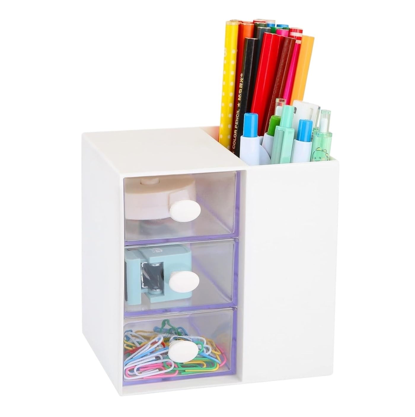 Schreibtisch-Organizer, Kunststoff-Schreibtisch-Organizer mit Schublade, Aufbewahrungsbox für Büro und Geschäft, Kosmetik- und Make-up-Organizer, Schreibtisch-Organizer für die Sammlung (Farbe: Rosa