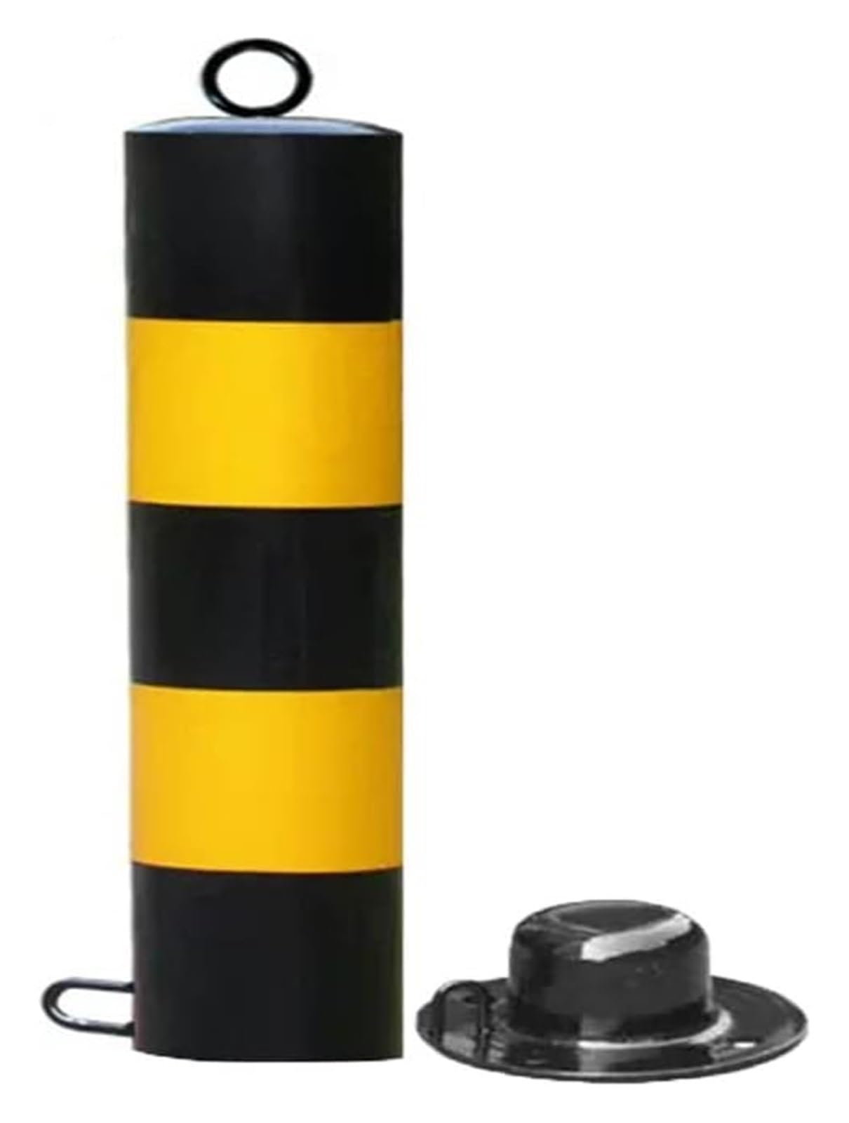 HCZKIUJY Parking Barrier Steel Locked Parking Bollards, Lockable Parking Bollards, Yellow and Black (114x500mm)