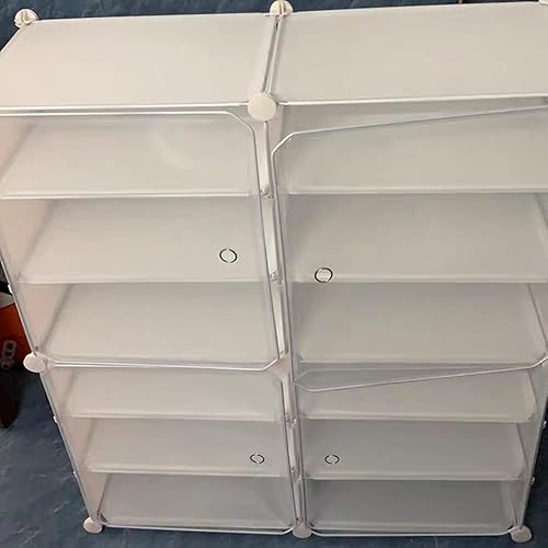 Miniatura 9 de XUANIIIL Organizador portátil para zapatos con puerta, 72 pares de almacenamiento de zapatos, gabinete modular de plástico, estantes ajustables de