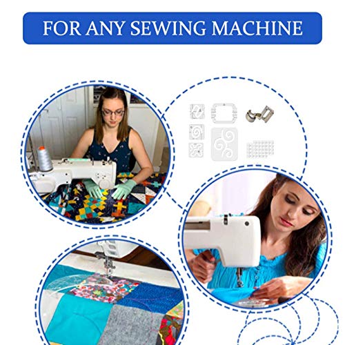 5 Pcs Free Motion Quilting Template Rulers 4Pcs Quilting Ruler 3Mm With Quilting Frame For Domestic Sewing Machine With Low Shank Ruler Add 48Pcs Non-Slip Grips (B) #TOP3