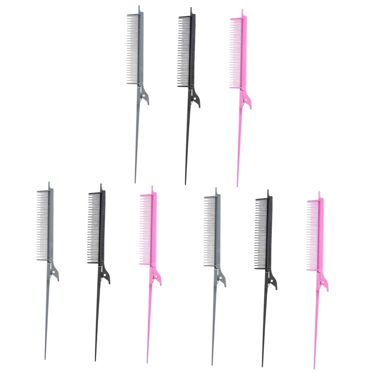 minkissy Set di 9 pettini per capelli da donna, accessori da donna, pettini per capelli da uomo, pettini da taglio, pettini per evidenziare il cuoio capelluto, ricci, set in fibra di carbonio