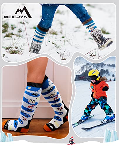 Weierya Kids Ski Socks Merino Wool, Thermal Snow Socks, Knee-High Wool Socks For Boys And Girls, 1/3 Pairs Dark Brown S 1 Pair #TOP6