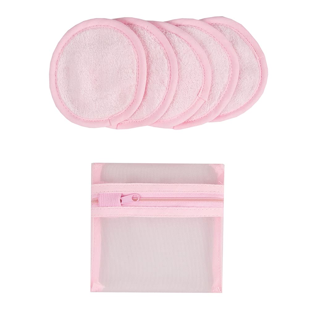 The Vintage Cosmetic Company, Mini Cleansing Dual-Sided Cloths Soft and Gentle on Skin Machine Washable with Bag 5 Peice