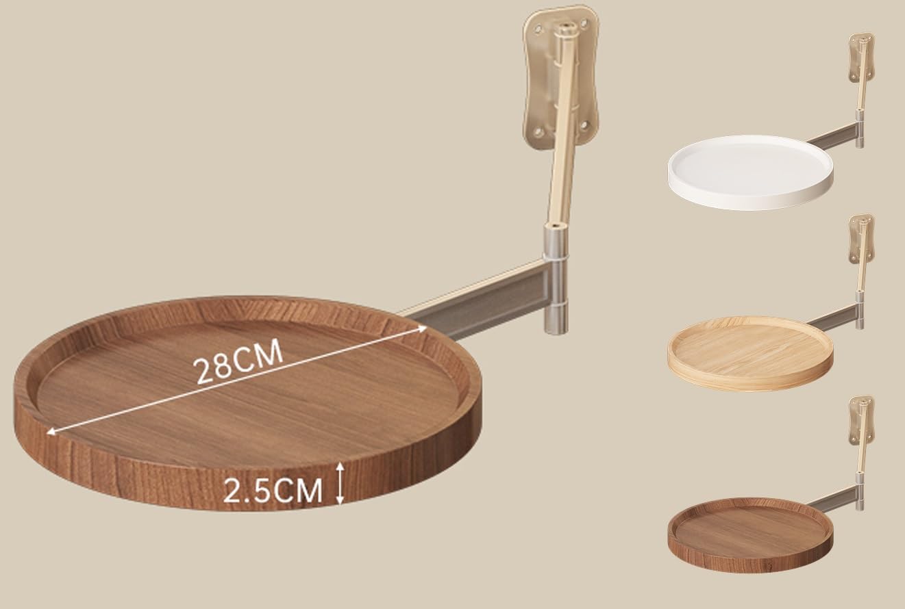 Runder Klapptisch Wand, Ausziehbar Klapptisch Wandmontage, 720° Frei Einstellbar Wandklapptisch, Platzsparend Wandtisch Klappbar, für Schlafzimmer, Wohnzimmer(White)