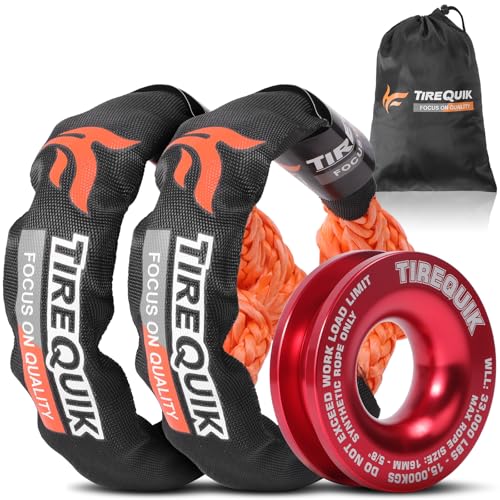 Image of Soft Shackle & Winch Recovery Ring Kit,1 /2 inch X 22 inch Orange Offroad Soft Shackle Recovery Kit (60,600LBS Breaking Strength), UHMWPE Rope Shackle & Snatch Ring for Sailing SUV ATV UTV 4X4 Truck (2PCS)