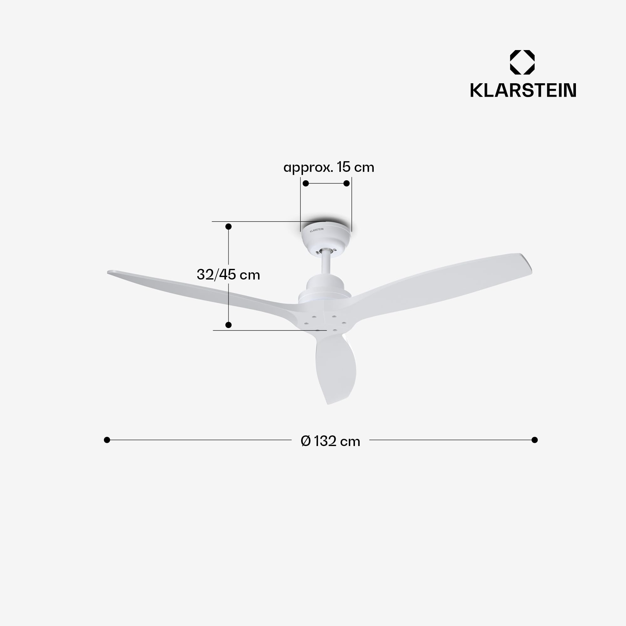 Klarstein Santa Elena Deckenventilator – Smart App & Fernbedienung, 6 Geschwindigkeiten, 132 cm, Leiser Betrieb, Sommer & Winter Modus, 10260 m³/h, Modernes Design, Weiß