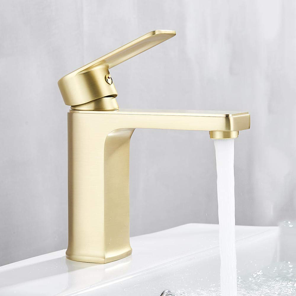 ASerZenith Basin Faucet Brushed Gold Deck Mounted Single Handle Single Hole Bathroom Mixer Taps