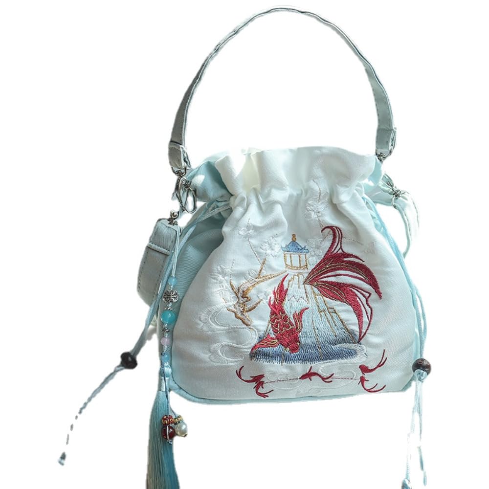 Sac bandoulière Hanfu bleu en toile : finis les sacs sans originalité