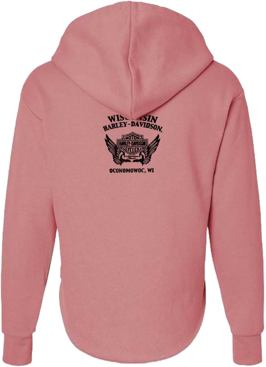 Harley-Davidson Women's Color Script Curved Hem V-Neck Pullover Hoodie - Rose - Image 2