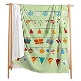 Highdi Weihnachtsdekoration Wohndecke Flauschige Kuscheldecke Zweiseitige Fleece Decke mit 3D Druck,Weiche Warm Fleecedecke als Sofaüberwurf,Tagesdecke oder Wohnzimmerdecke (Ornamente,130x150cm)