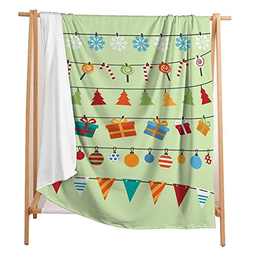 Highdi Weihnachtsdekoration Wohndecke Flauschige Kuscheldecke Zweiseitige Fleece Decke mit 3D Druck,Weiche Warm Fleecedecke als Sofaüberwurf,Tagesdecke oder Wohnzimmerdecke (Ornamente,130x150cm)