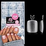 UNA GELLA Toe Nail Tips Full Cover, 216 Pcs Square Round Toe Nail Press Ons Clear Pre-shape Gel Toe Nail Tips Double Matte Acrylic Fake Toenails Extensions DIY Home Nail Salon for Women, 15 Sizes