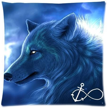 Huirong Pillowcase Design Art Wolf Infinity Anchor Pillow Protector, Best Pillow Cover(Size 18 X 18 inch(45 X 45 cm) Two sides printing)