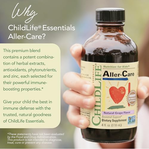 CHILDLIFE ESSENTIALS Aller-Care - Natural Grape Relief for Kids & Toddlers, Seasonal Support with Elderberry, Bromelain, Vitamin C - Immune Boosting Formula, 4 Fl Oz - Thumbnail 3
