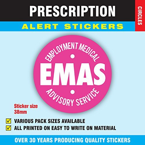 1,000 Prescription Alert Stickers - Supplied on a roll (Pink EMAS) โ image 1