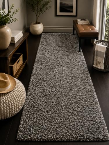 Image of Shaggy Runner Carpet 2x6 Ft| Anti Slip Floor Mat (Grey)