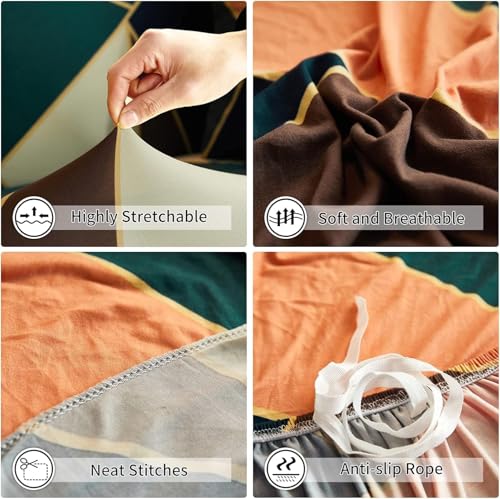 Image of Gorgeous Printed | Fully Covered, Stretchable & Non-Slip Elastic Slipcover Protector Sofa Cover (Multicheck, 5 Seater (3+1+1) Sofa Cover)