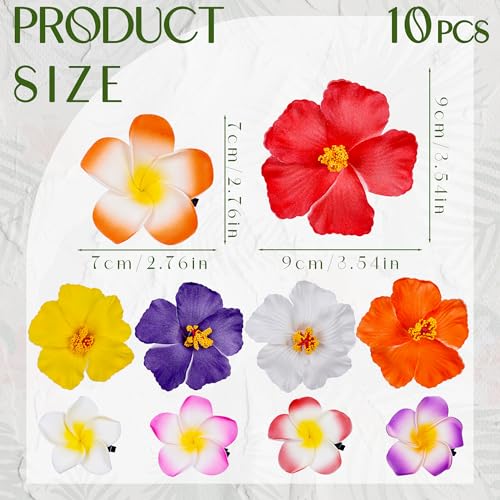 Pinzas para el cabello estilo hawaiano con flores tropicales, 10 piezas multicolor miniatura 6