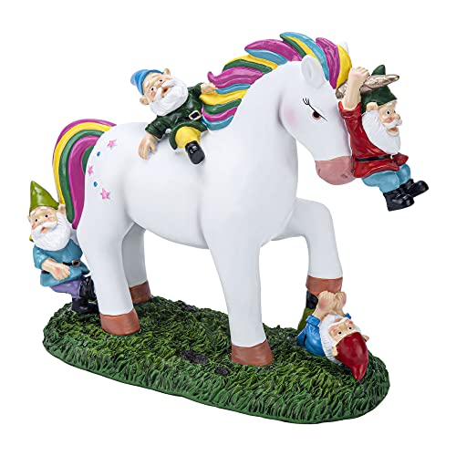 Sowsun Unicorn Gnomes Garden Statues Outdoor Décor Funny, Unicorn Attack Garden Gnomes Décor, Unicorn Statue Figurine Gifts For Outdoor Garden Patio, Yard, Lawn, Home Decorations #TOP7