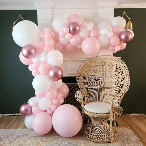 Image of Light Pink Balloons, 60Pcs 12in Pink and White Balloons | Latex Balloons for Girls Birthday Wedding Bridal Shower Decorations