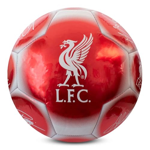 Hy-Pro Balón de fútbol clásico del Liverpool F.C. con Licencia Oficial | Metálico, Talla 5, Entrenamiento, Partido, mercancía, Coleccionable para niños y Adultos, Rojo y Blanco