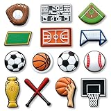 14Pcs Sports Ball Baseball Basketball Soccer Shoe Charms for Croc Clog Sandals Bracelets Decoration