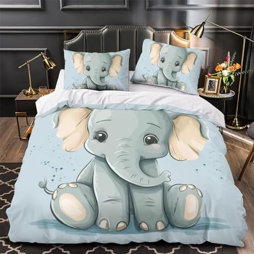 Housse de couette éléphant 3D de qualité supérieure 3 pièces