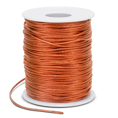 LEREATI 1.5mm Nylon Cord 328 Feet Satin Cord Nylon String for Bracelets, Bracelet Thread Bead String for Jewelry Making, Necklace, Chinese Knotting, Beading, DIY Crafts (Orange)